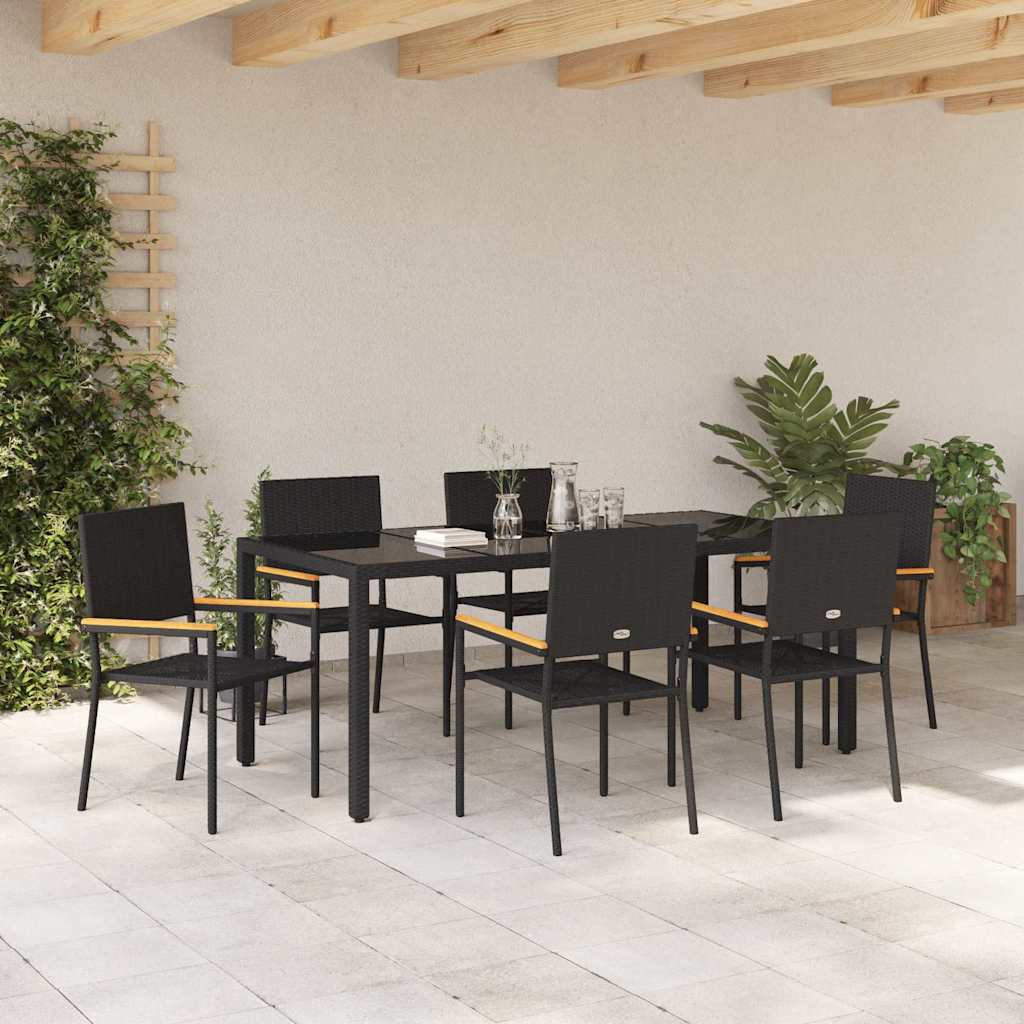 Have Spisebordssæt 7 pcs Sort 150 x 90 x 75 cm polyrattan