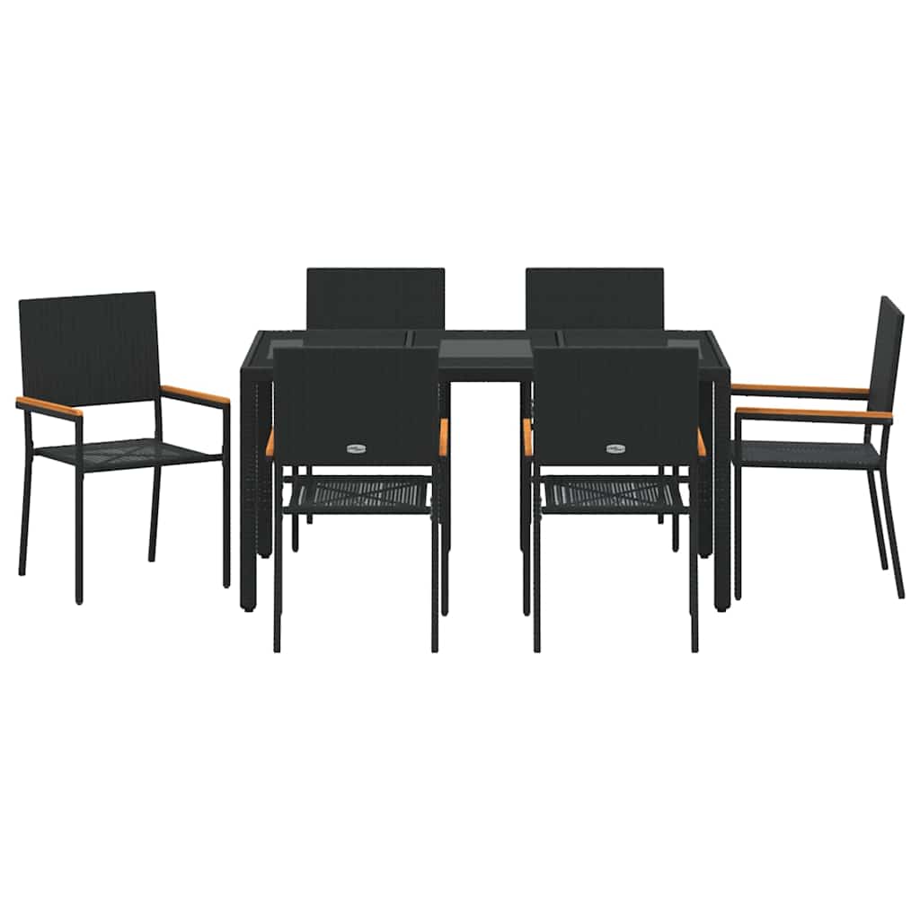 Have Spisebordssæt 7 pcs Sort 150 x 90 x 75 cm polyrattan