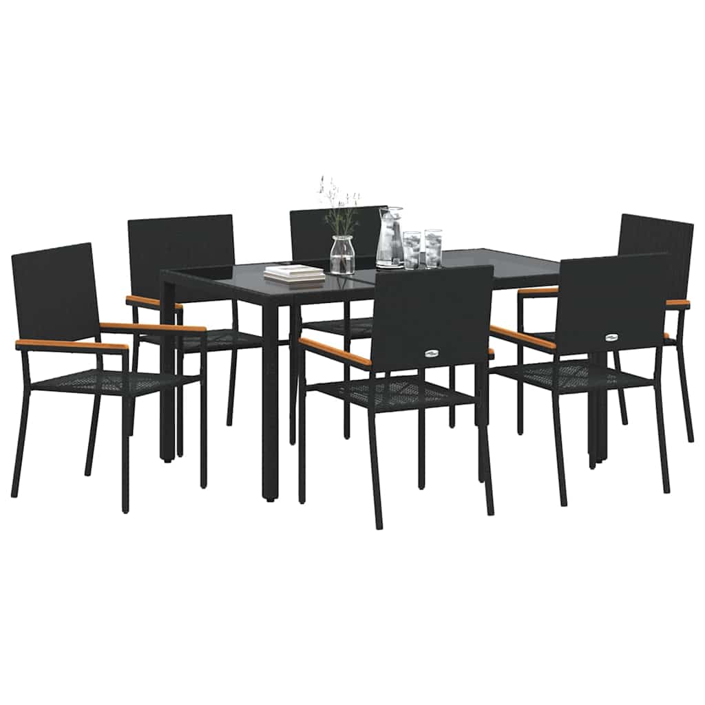 Have Spisebordssæt 7 pcs Sort 150 x 90 x 75 cm polyrattan