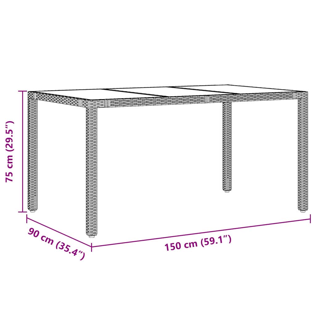 Have Spisebordssæt 7 pcs Sort 150 x 90 x 75 cm polyrattan