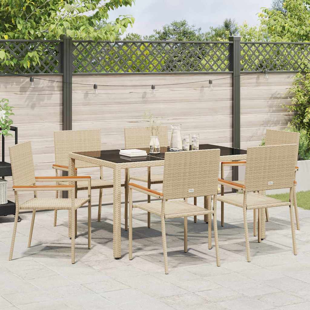 Have Spisebordssæt 7 pcs Beige 150 x 90 x 75 cm polyrattan