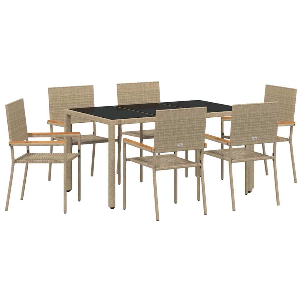 Have Spisebordssæt 7 pcs Beige 150 x 90 x 75 cm polyrattan