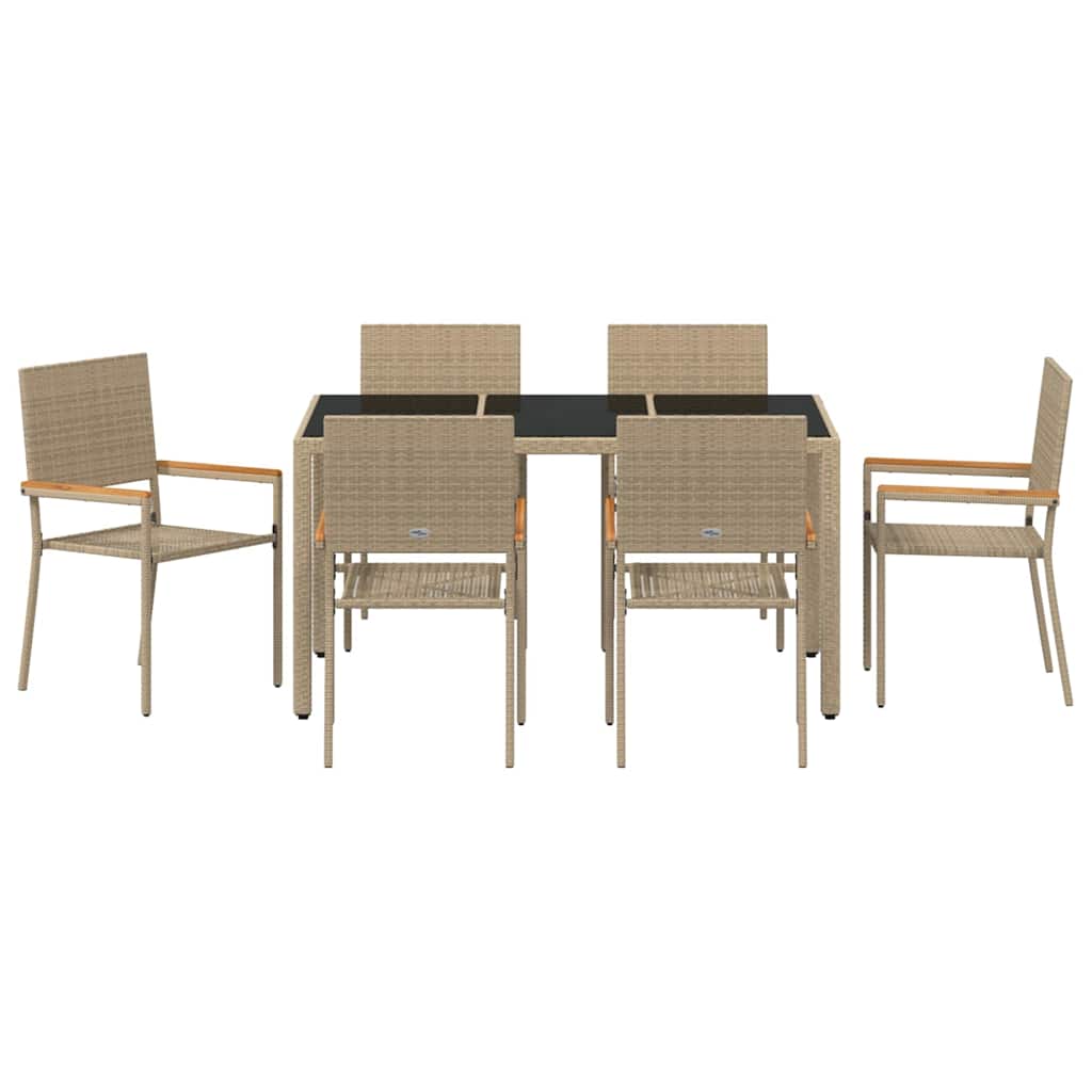 Have Spisebordssæt 7 pcs Beige 150 x 90 x 75 cm polyrattan