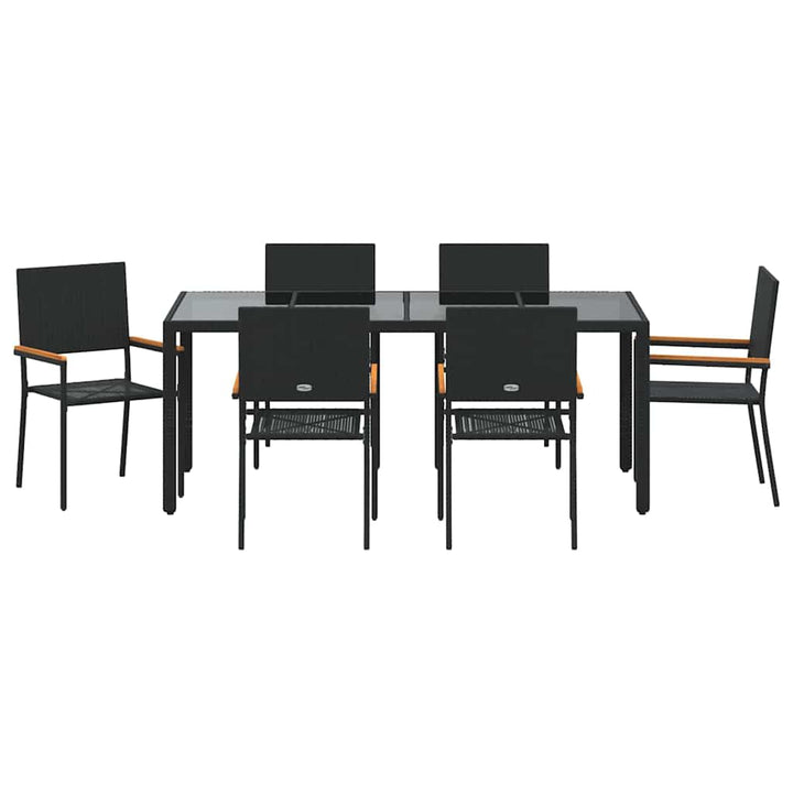Have Spisebordssæt 7 pcs Sort 190 x 90 x 75 cm polyrattan
