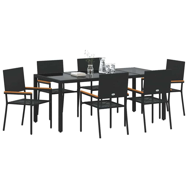 Have Spisebordssæt 7 pcs Sort 190 x 90 x 75 cm polyrattan