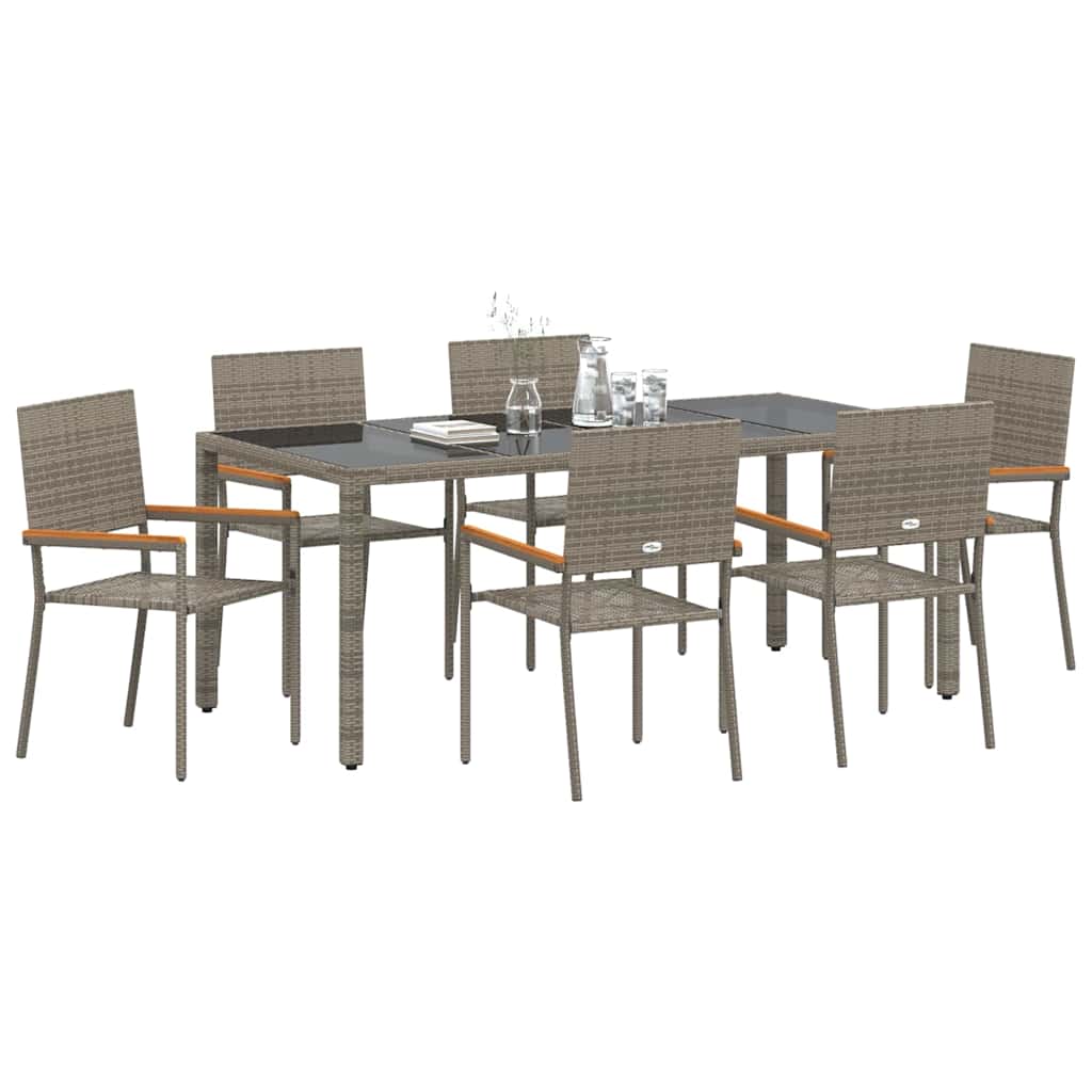 Have Spisebordssæt 7 pcs Grå 190 x 90 x 75 cm polyrattan