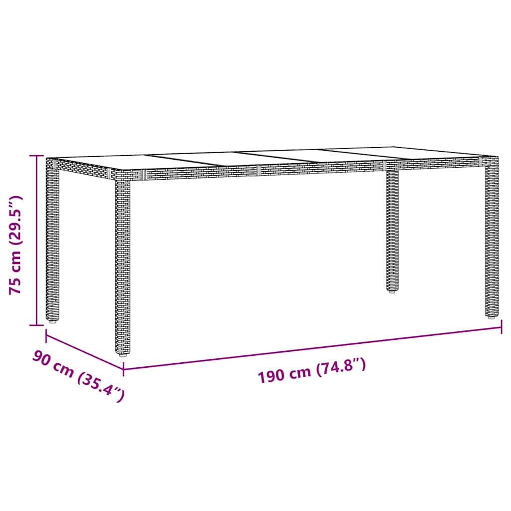 Have Spisebordssæt 7 pcs Grå 190 x 90 x 75 cm polyrattan