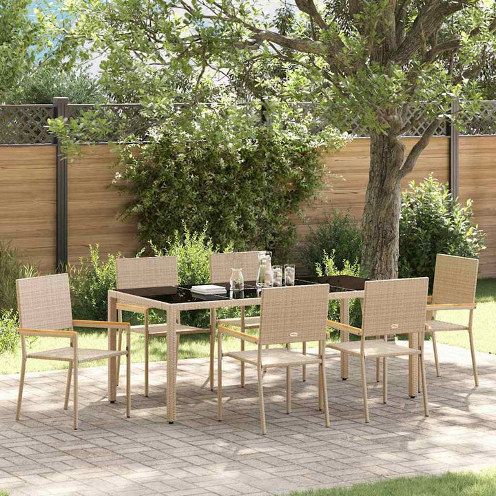 Have Spisebordssæt 7 pcs Beige og sort 190 x 90 x 75 cm