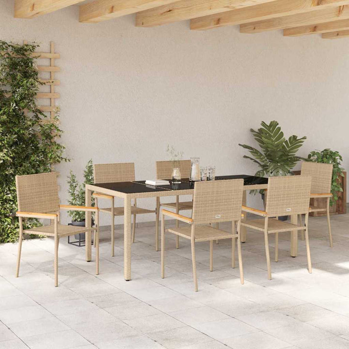 Have Spisebordssæt 7 pcs Beige og sort 190 x 90 x 75 cm