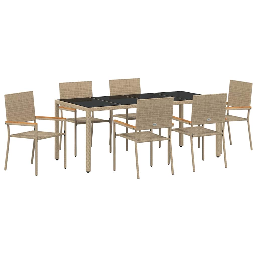 Have Spisebordssæt 7 pcs Beige og sort 190 x 90 x 75 cm