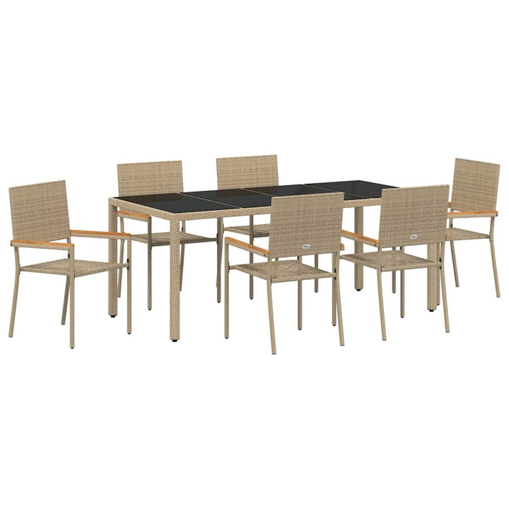 Have Spisebordssæt 7 pcs Beige og sort 190 x 90 x 75 cm