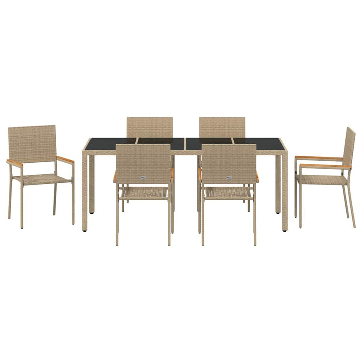 Have Spisebordssæt 7 pcs Beige og sort 190 x 90 x 75 cm