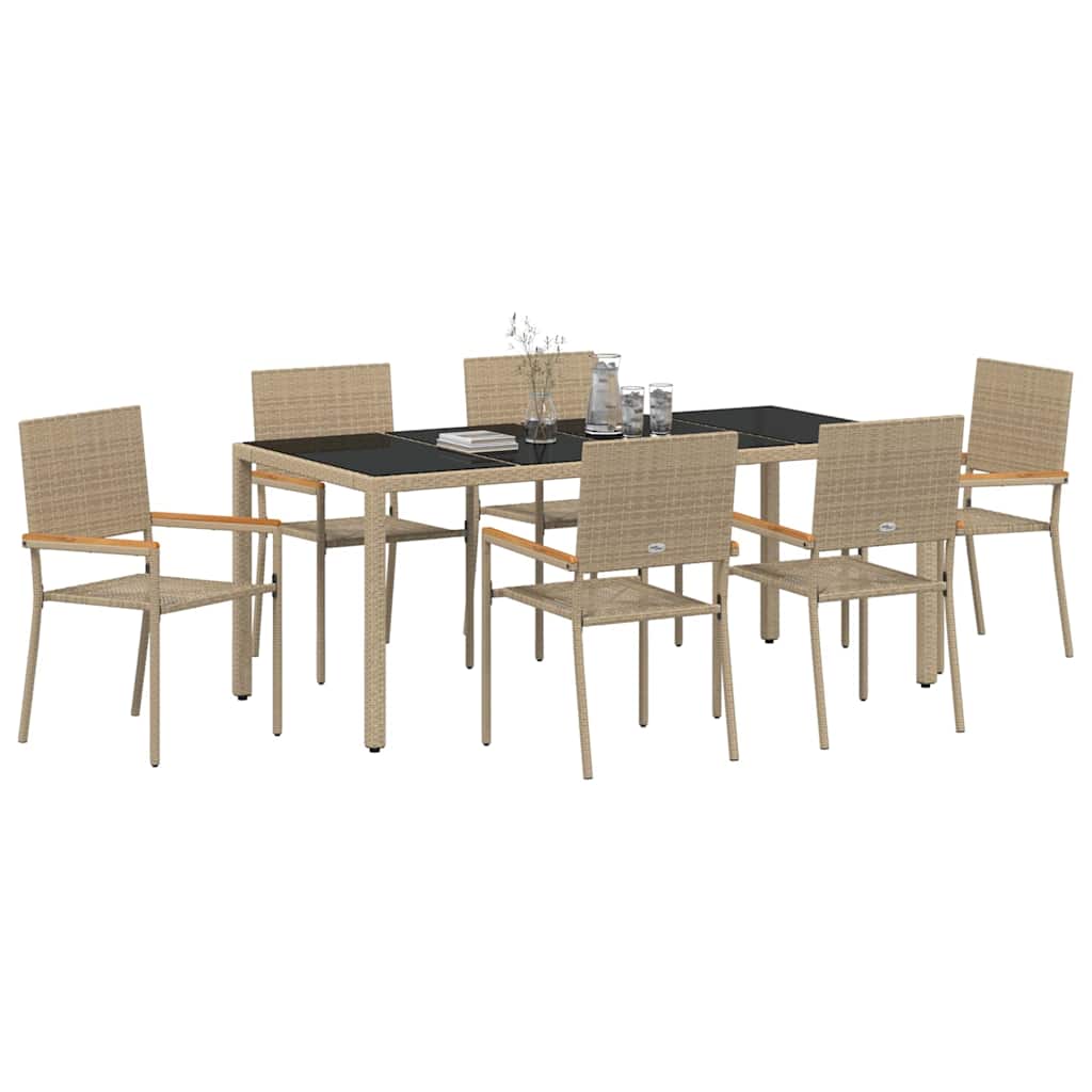 Have Spisebordssæt 7 pcs Beige og sort 190 x 90 x 75 cm