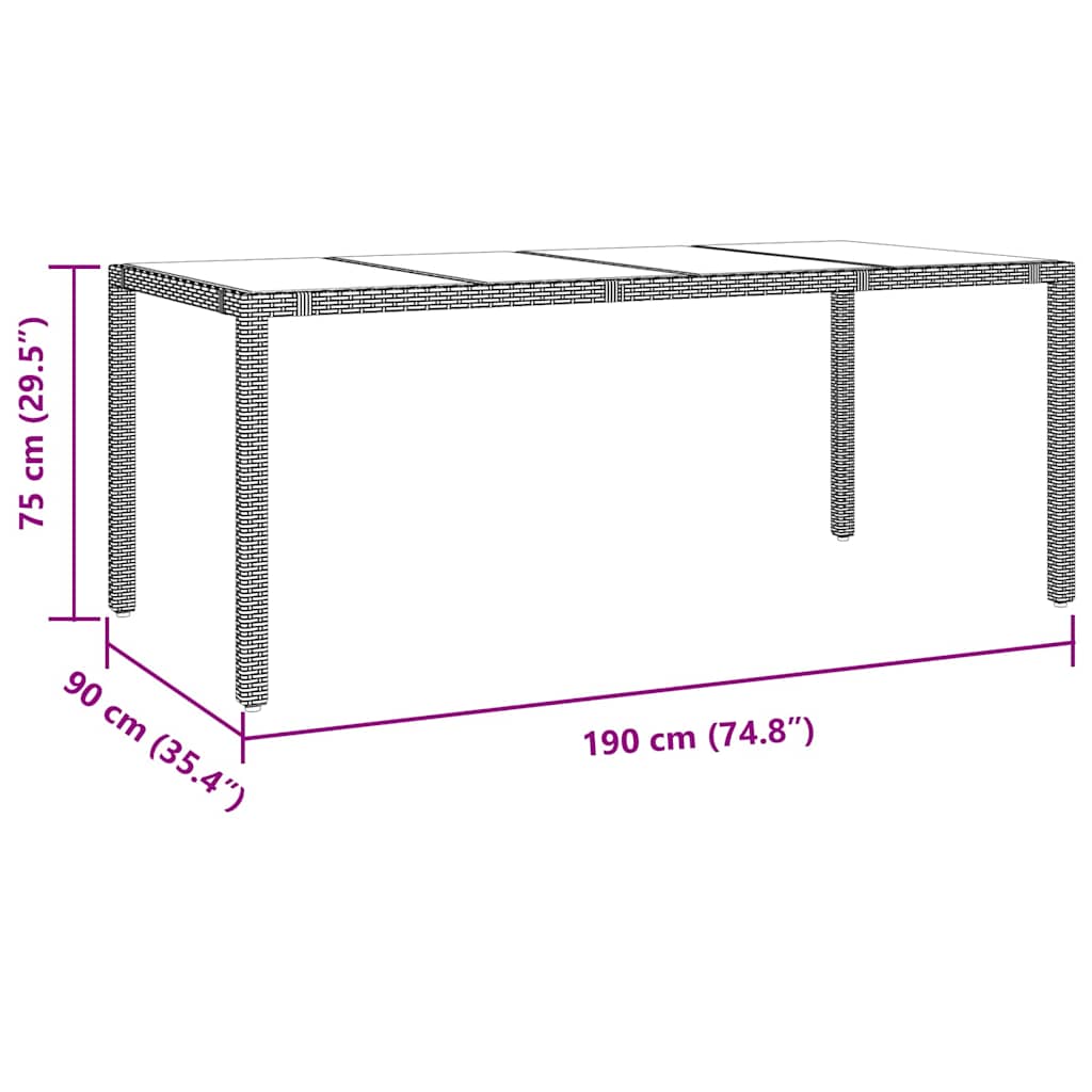 Have Spisebordssæt 7 pcs Beige og sort 190 x 90 x 75 cm