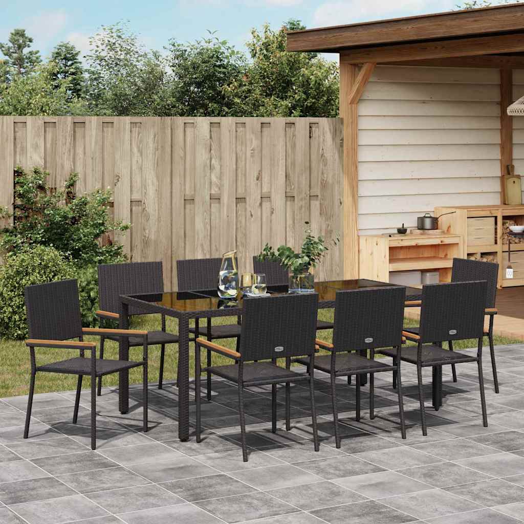 Have Spisebordssæt 9 pcs Sort 190 x 90 x 75 cm polyrattan