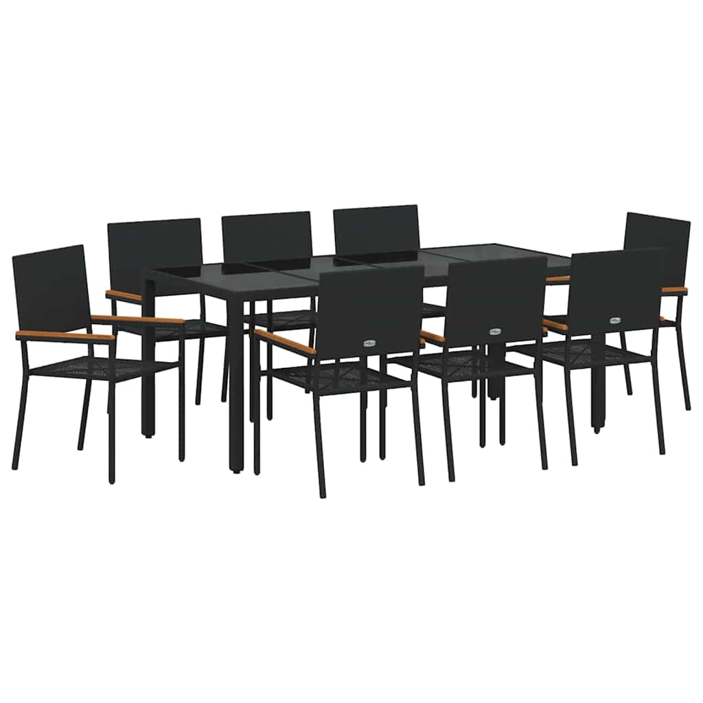 Have Spisebordssæt 9 pcs Sort 190 x 90 x 75 cm polyrattan