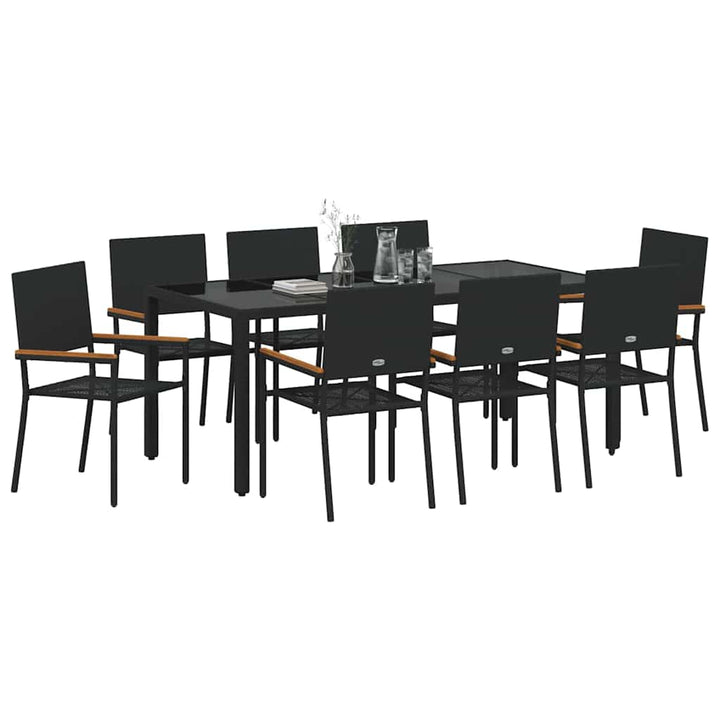 Have Spisebordssæt 9 pcs Sort 190 x 90 x 75 cm polyrattan