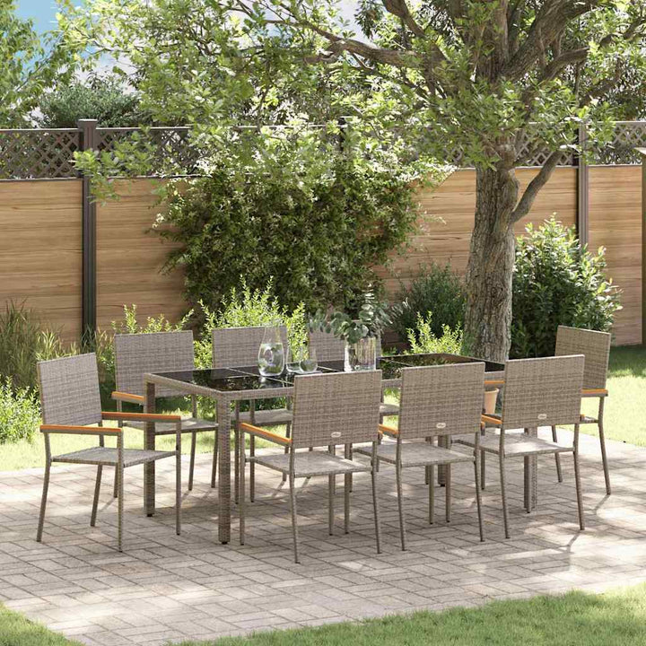 Have Spisebordssæt 9 pcs Grå 190 x 90 x 75 cm polyrattan