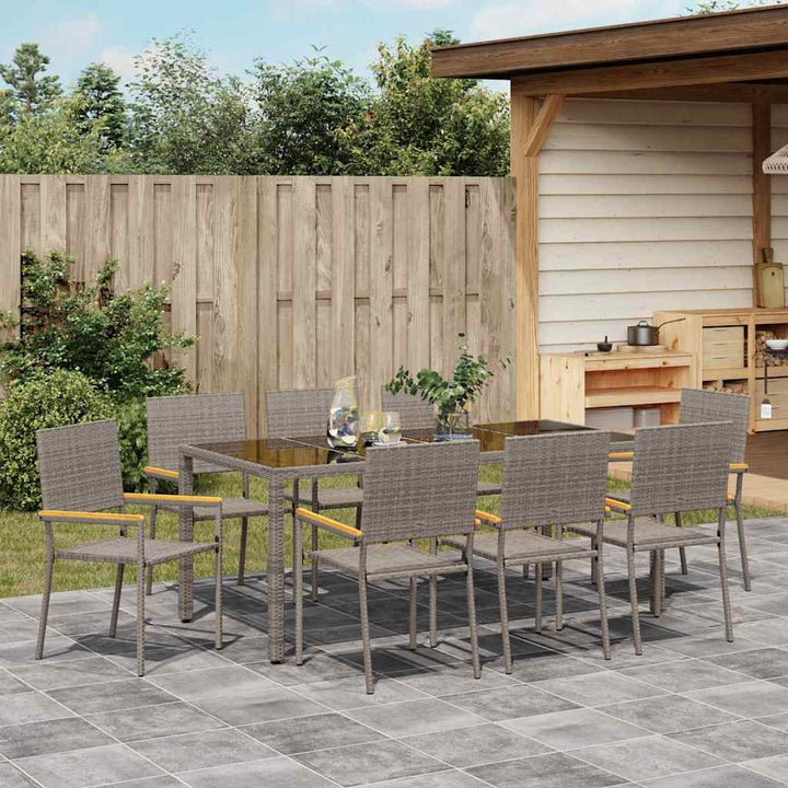 Have Spisebordssæt 9 pcs Grå 190 x 90 x 75 cm polyrattan