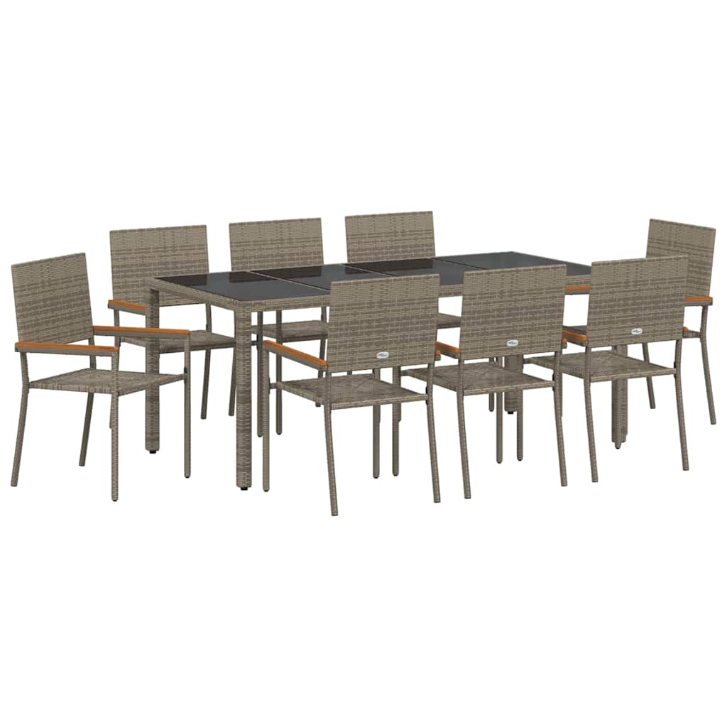Have Spisebordssæt 9 pcs Grå 190 x 90 x 75 cm polyrattan