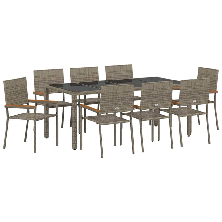 Have Spisebordssæt 9 pcs Grå 190 x 90 x 75 cm polyrattan
