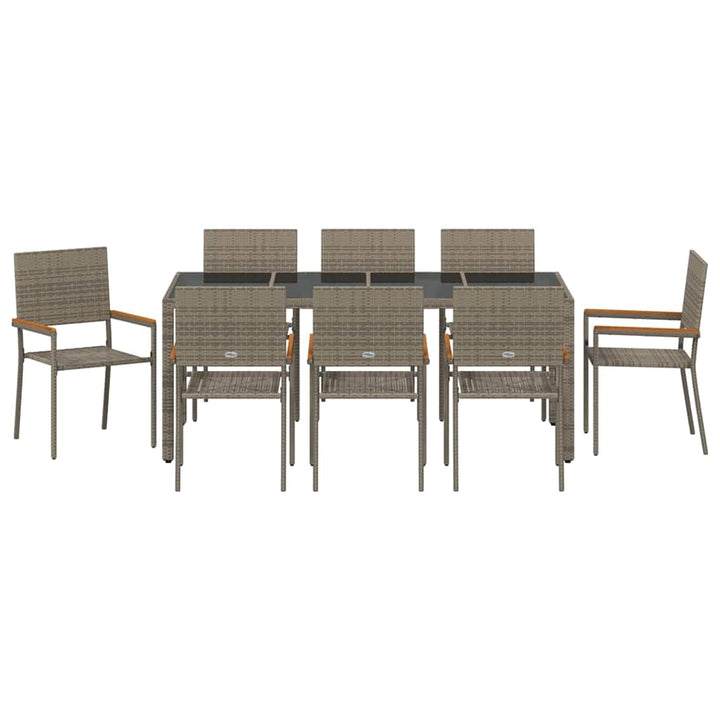 Have Spisebordssæt 9 pcs Grå 190 x 90 x 75 cm polyrattan