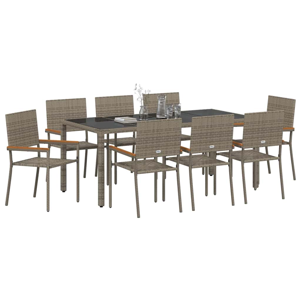 Have Spisebordssæt 9 pcs Grå 190 x 90 x 75 cm polyrattan