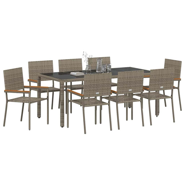 Have Spisebordssæt 9 pcs Grå 190 x 90 x 75 cm polyrattan