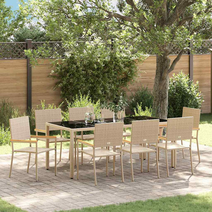 Have Spisebordssæt 9 pcs Beige 190 x 90 x 75 cm polyrattan