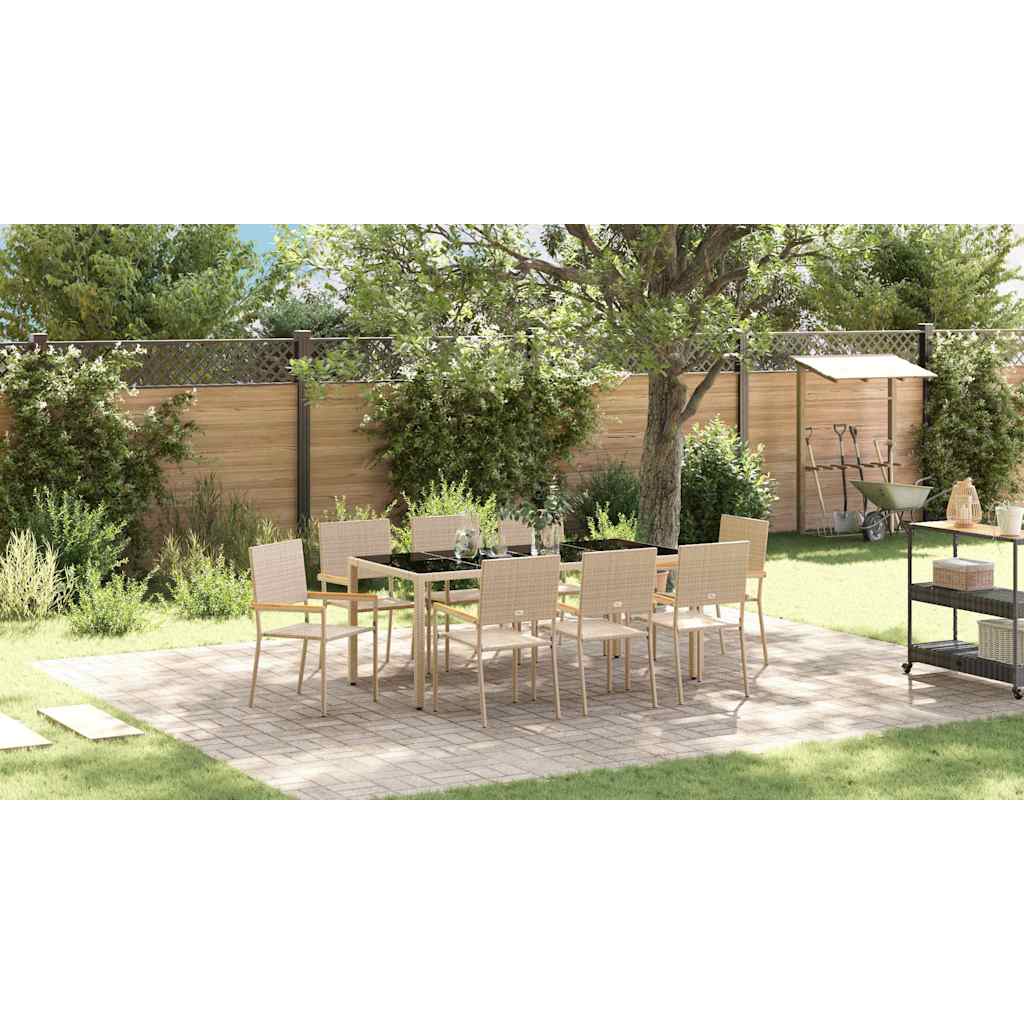 Have Spisebordssæt 9 pcs Beige 190 x 90 x 75 cm polyrattan