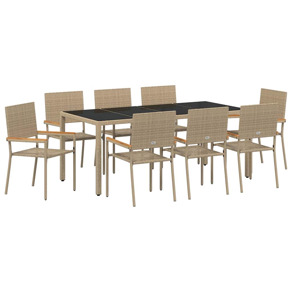 Have Spisebordssæt 9 pcs Beige 190 x 90 x 75 cm polyrattan