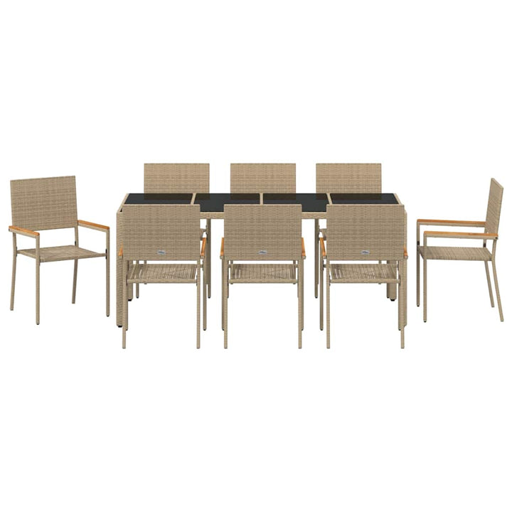 Have Spisebordssæt 9 pcs Beige 190 x 90 x 75 cm polyrattan