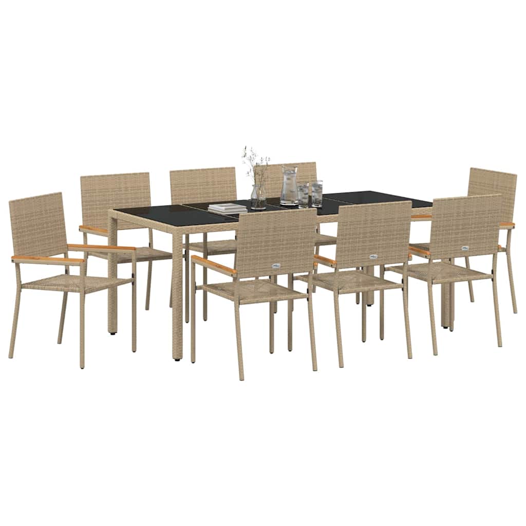 Have Spisebordssæt 9 pcs Beige 190 x 90 x 75 cm polyrattan