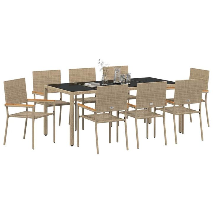 Have Spisebordssæt 9 pcs Beige 190 x 90 x 75 cm polyrattan