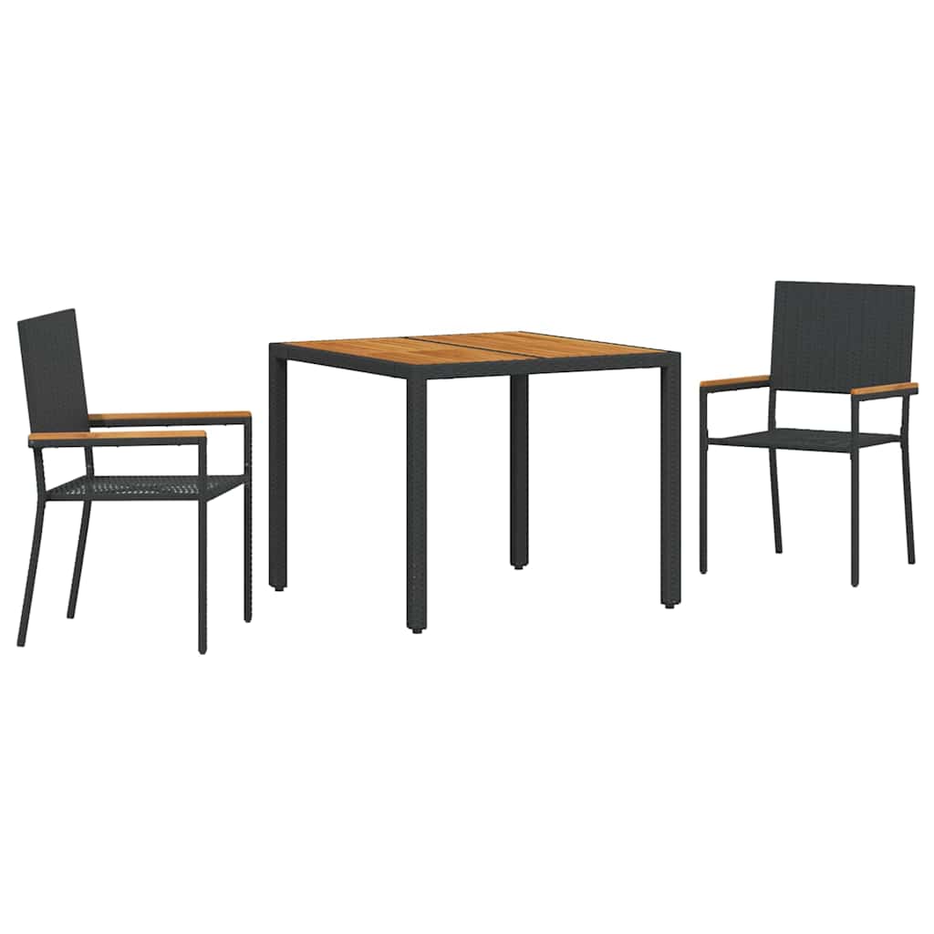 Have Spisebordssæt 3 pcs Sort og Brunt 90 x 90 x 75 cm