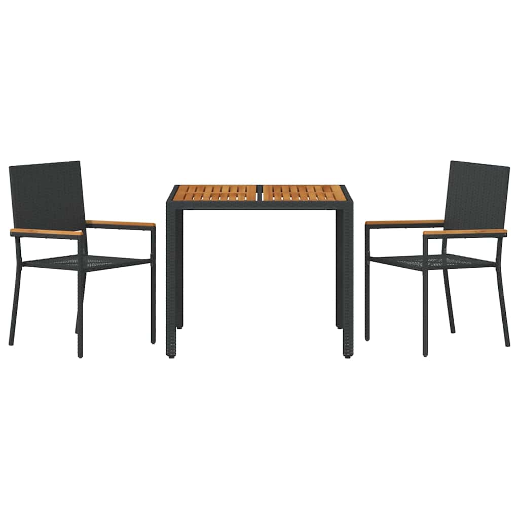 Have Spisebordssæt 3 pcs Sort og Brunt 90 x 90 x 75 cm