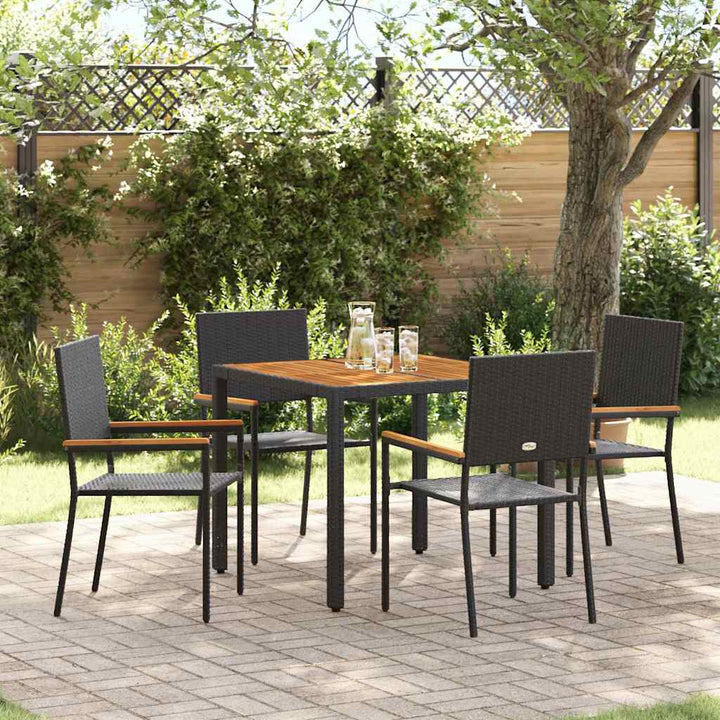 Have Spisebordssæt 5 pcs Sort og Brunt 90 x 90 x 75 cm