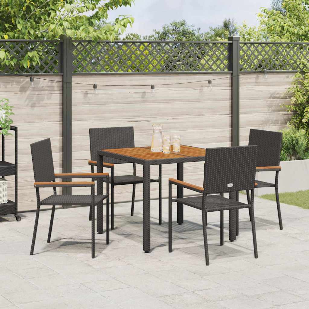 Have Spisebordssæt 5 pcs Sort og Brunt 90 x 90 x 75 cm