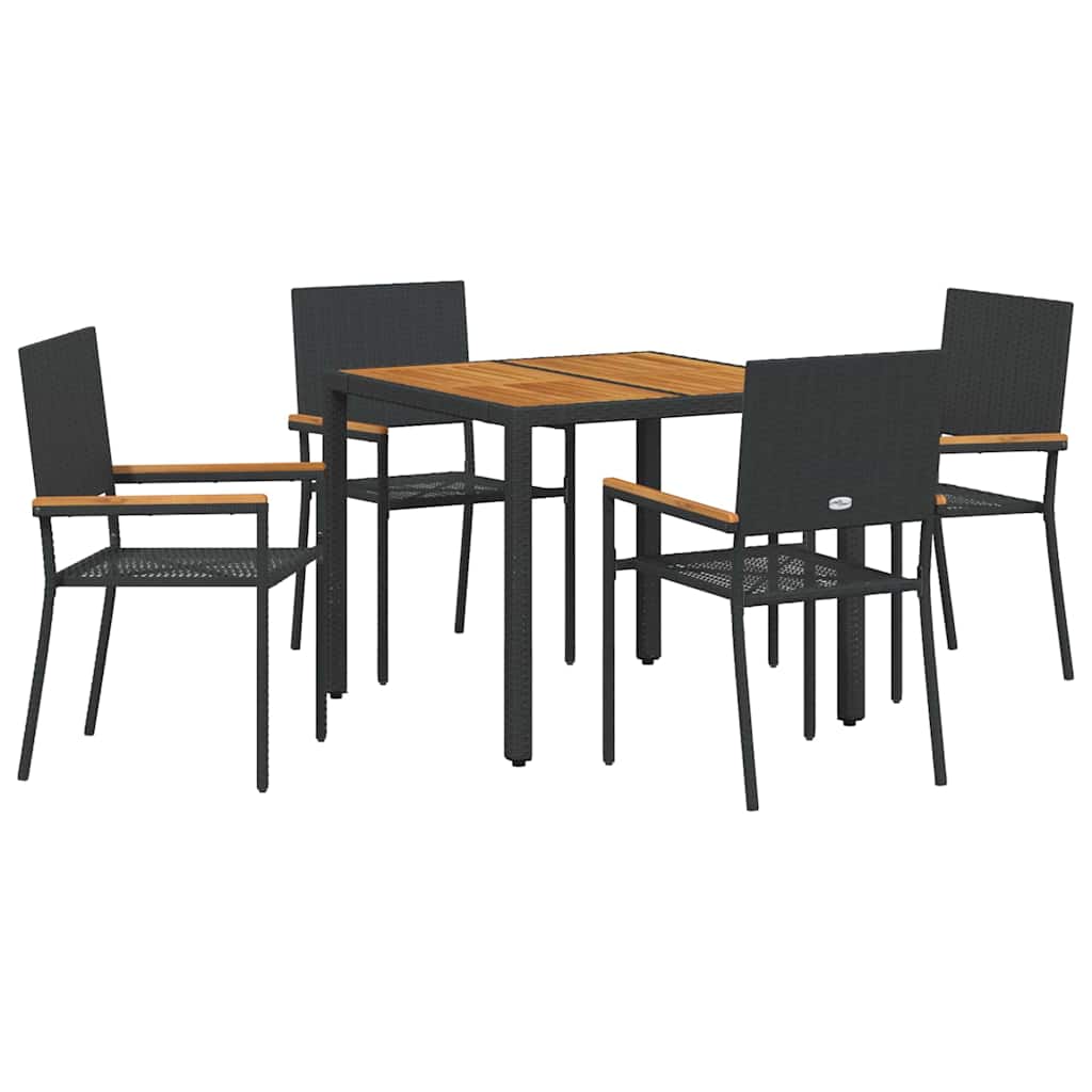 Have Spisebordssæt 5 pcs Sort og Brunt 90 x 90 x 75 cm