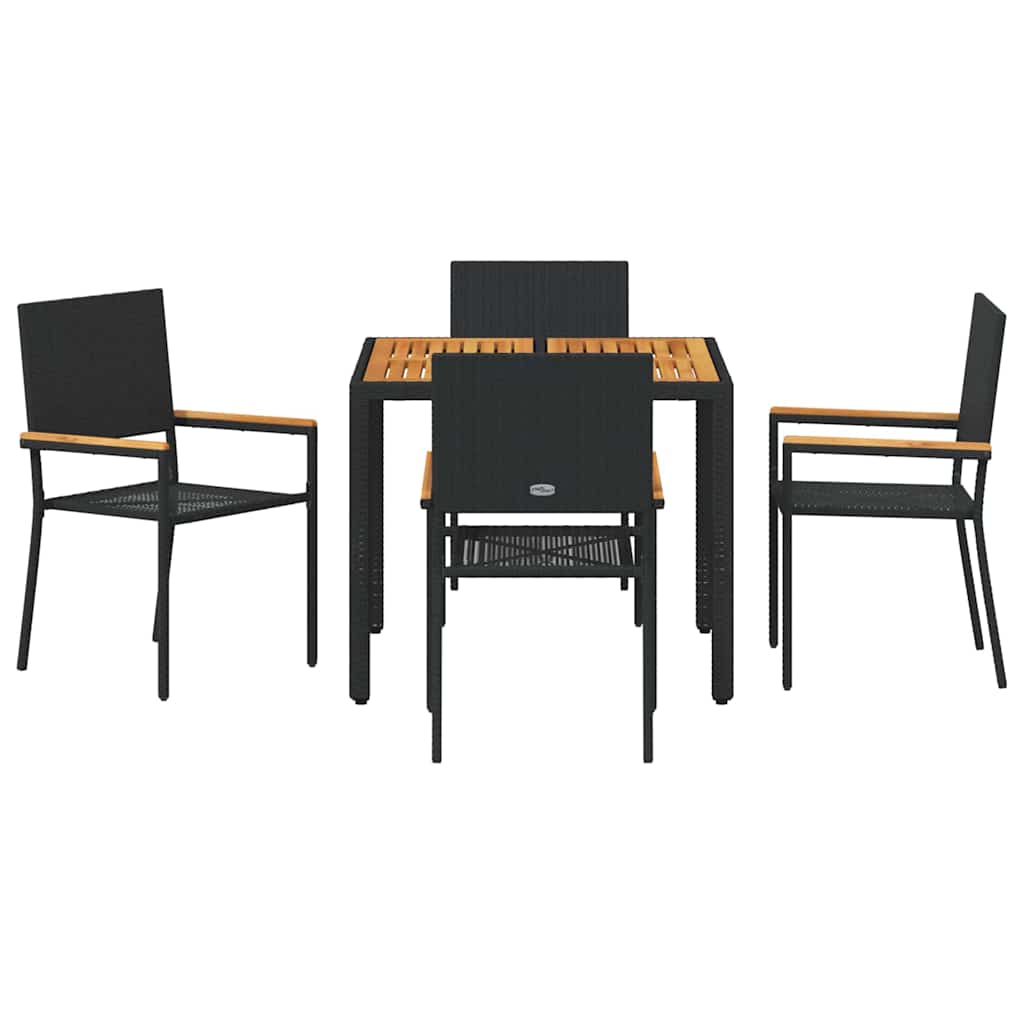 Have Spisebordssæt 5 pcs Sort og Brunt 90 x 90 x 75 cm