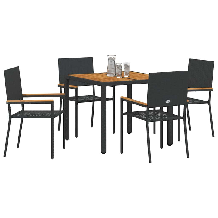 Have Spisebordssæt 5 pcs Sort og Brunt 90 x 90 x 75 cm