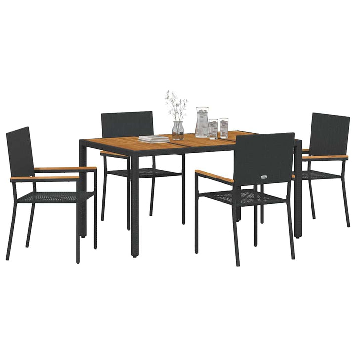 Have Spisebordssæt 5 pcs Sort og Træ 150 x 90 x 75 cm