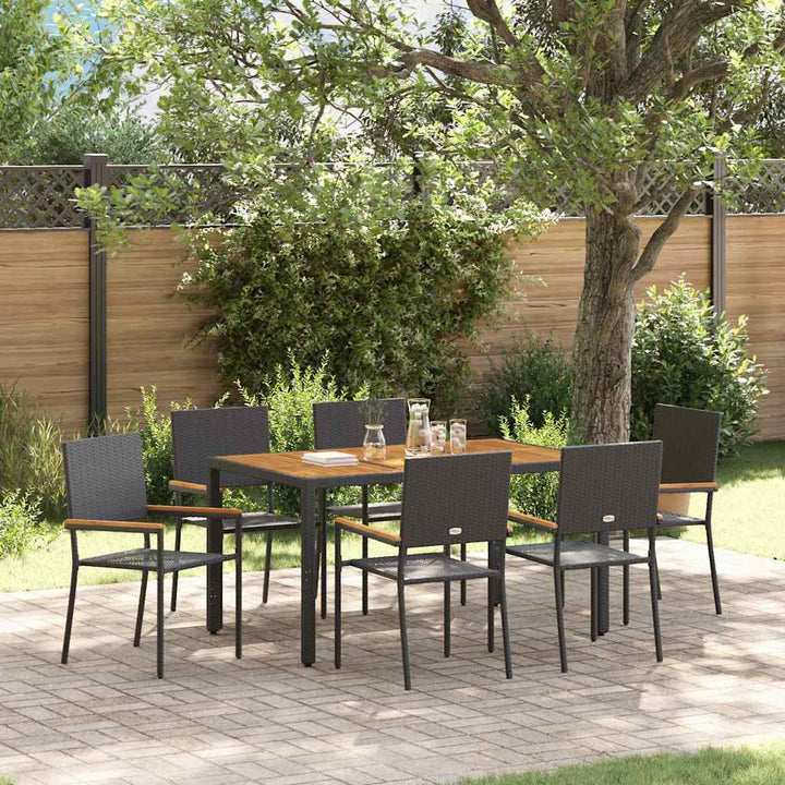 Have Spisebordssæt 7 pcs Sort og Træ 150 x 90 x 75 cm