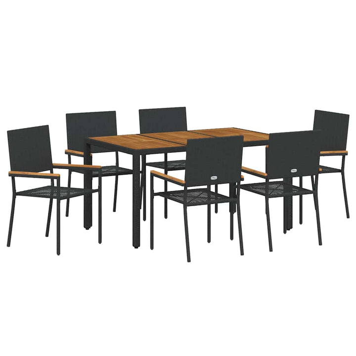 Have Spisebordssæt 7 pcs Sort og Træ 150 x 90 x 75 cm
