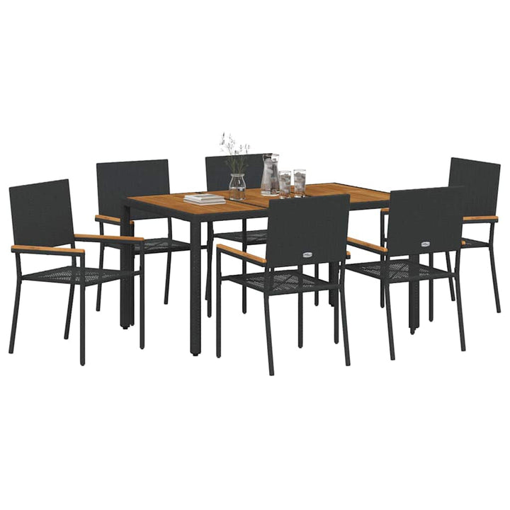 Have Spisebordssæt 7 pcs Sort og Træ 150 x 90 x 75 cm