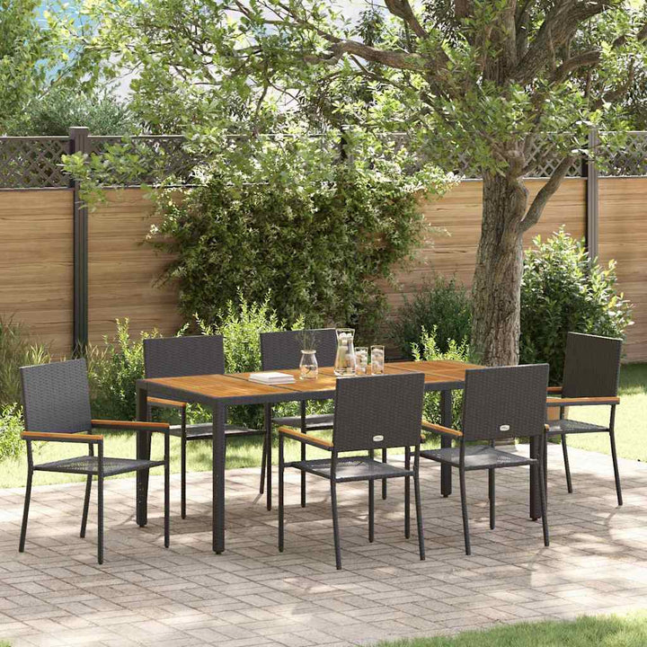 Have Spisebordssæt 7 pcs Sort 190 x 90 x 75 cm polyrattan