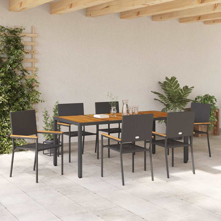 Have Spisebordssæt 7 pcs Sort 190 x 90 x 75 cm polyrattan