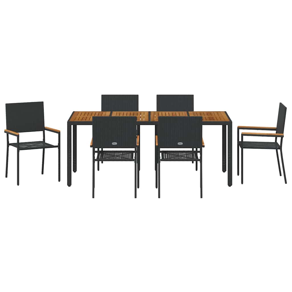 Have Spisebordssæt 7 pcs Sort 190 x 90 x 75 cm polyrattan