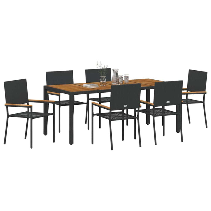 Have Spisebordssæt 7 pcs Sort 190 x 90 x 75 cm polyrattan