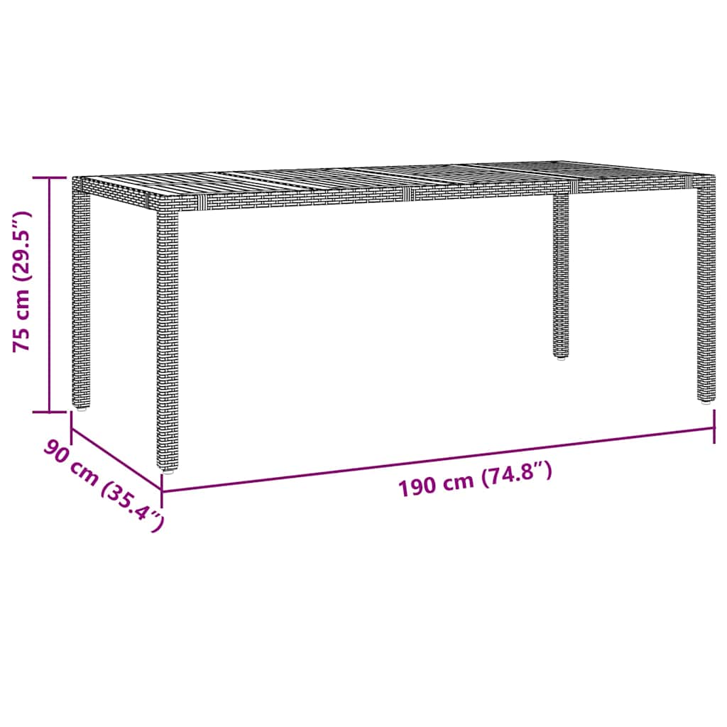 Have Spisebordssæt 7 pcs Sort 190 x 90 x 75 cm polyrattan